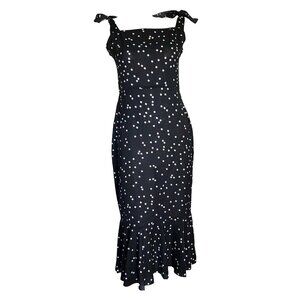 Shein Dress Womens Size M Medium Black White Polka Dot Sleeveless Zip Up
